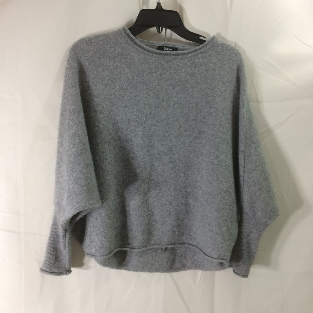 Quince Gray 100% Cashmere Batwing Sweater One Size Cozy Minimalist - Picture 2 of 6
